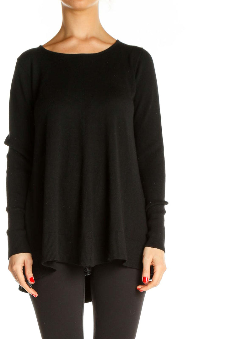 Black Solid All Day Wear Sweater