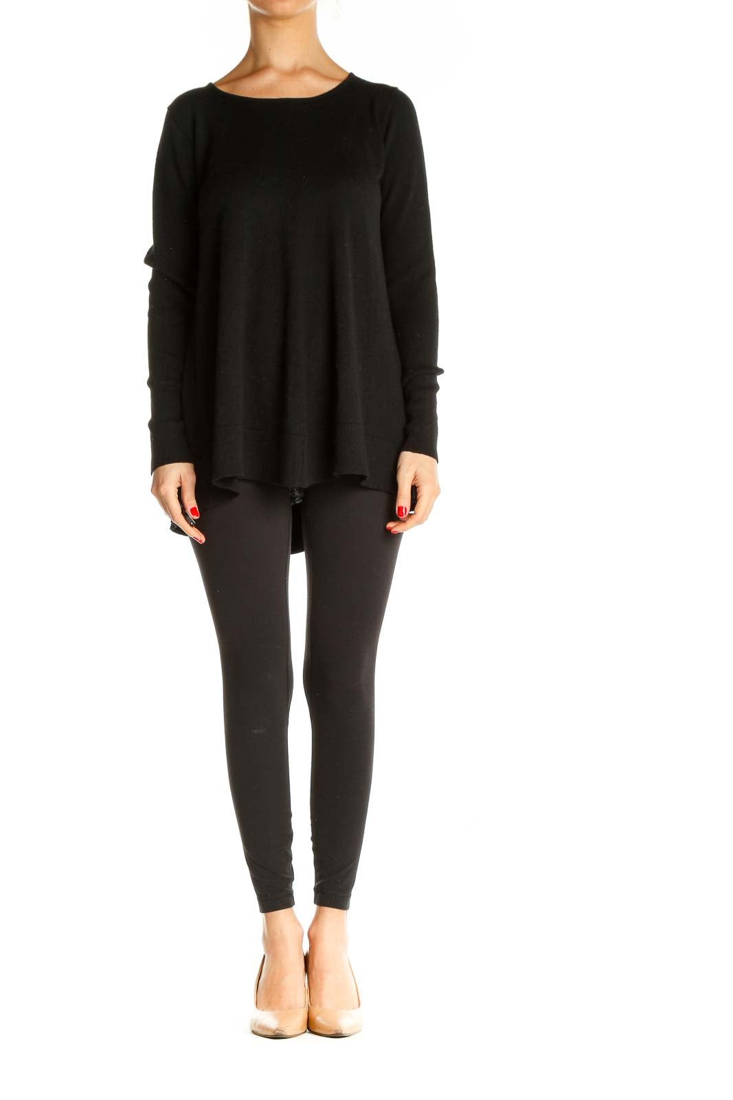 Black Solid All Day Wear Sweater