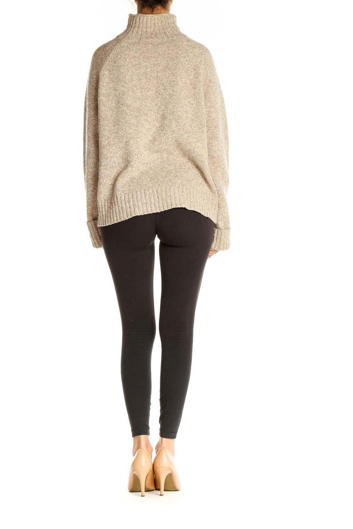 Beige Textured All Day Wear Sweater