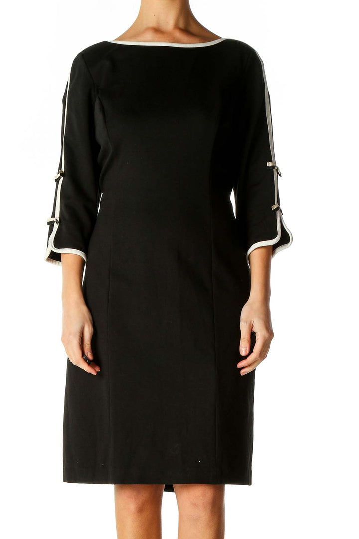 Black Solid Classic Sheath Dress