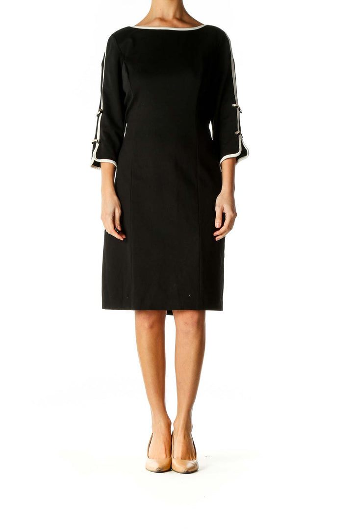 Black Solid Classic Sheath Dress