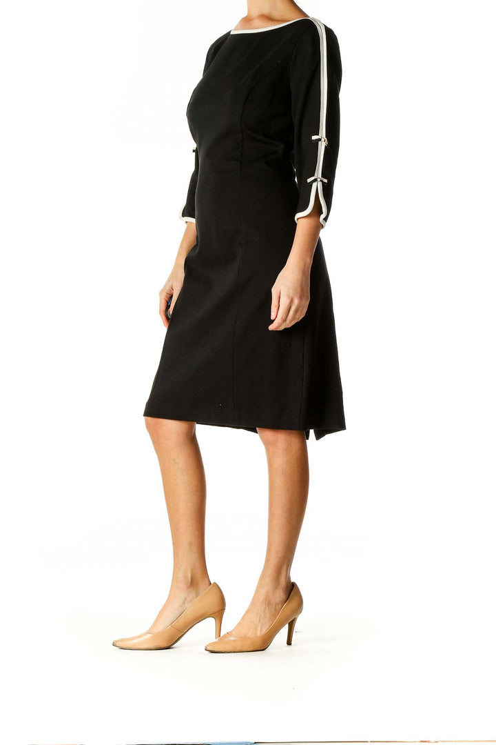 Black Solid Classic Sheath Dress