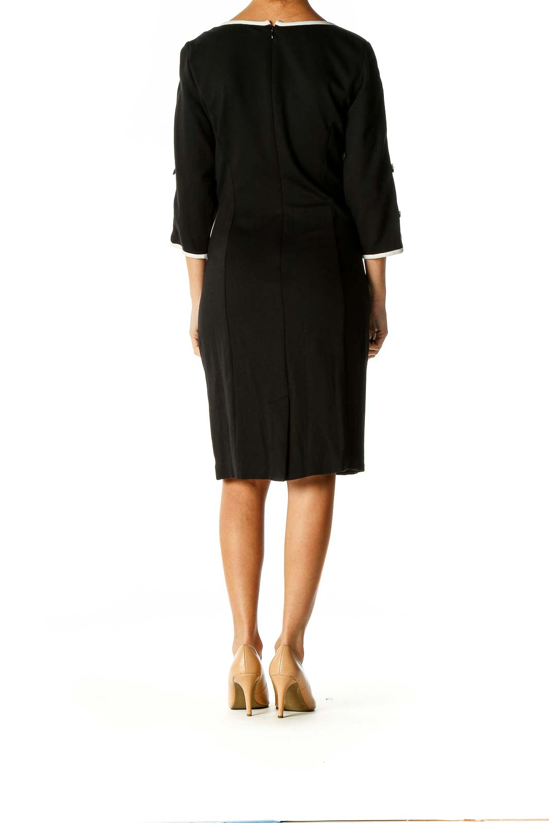 Black Solid Classic Sheath Dress