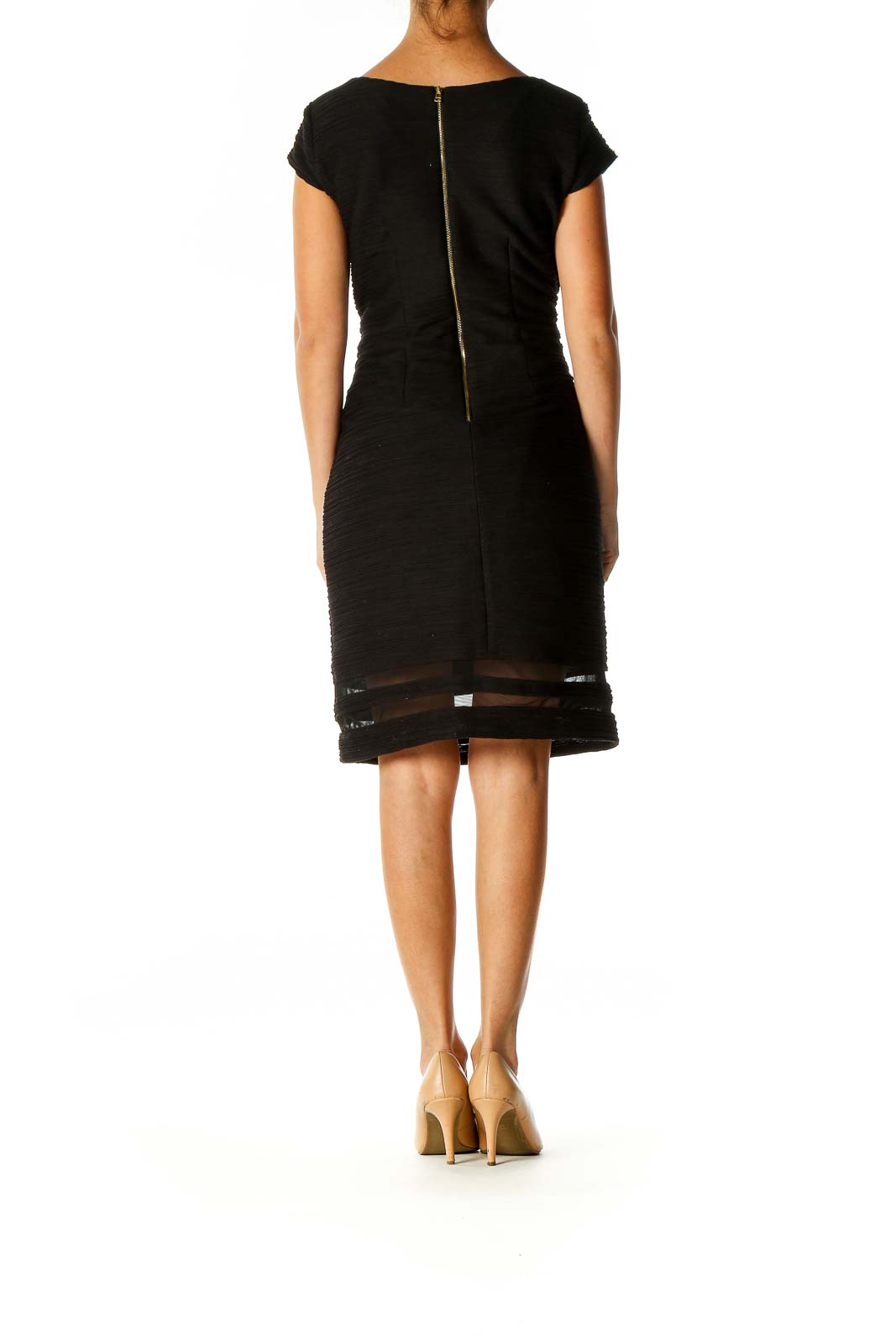 Black Solid Classic Sheath Dress