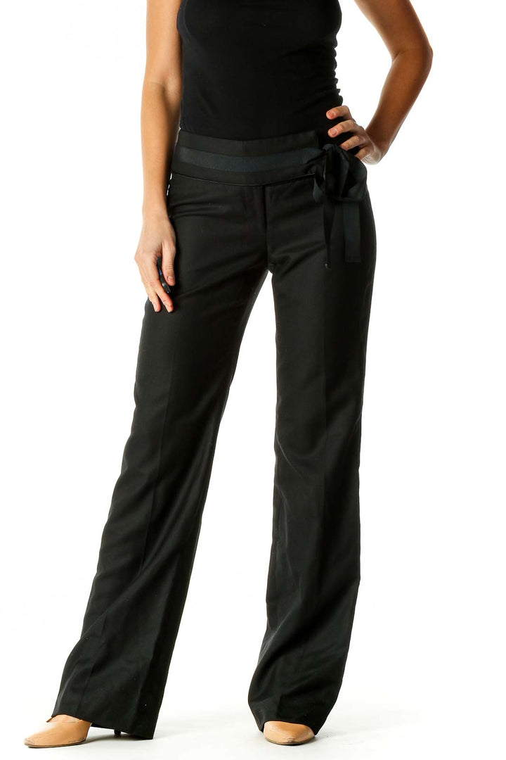 Black Solid Classic Trousers