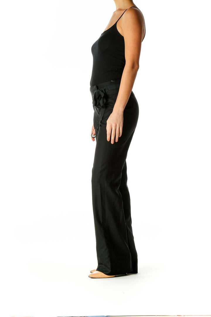 Black Solid Classic Trousers