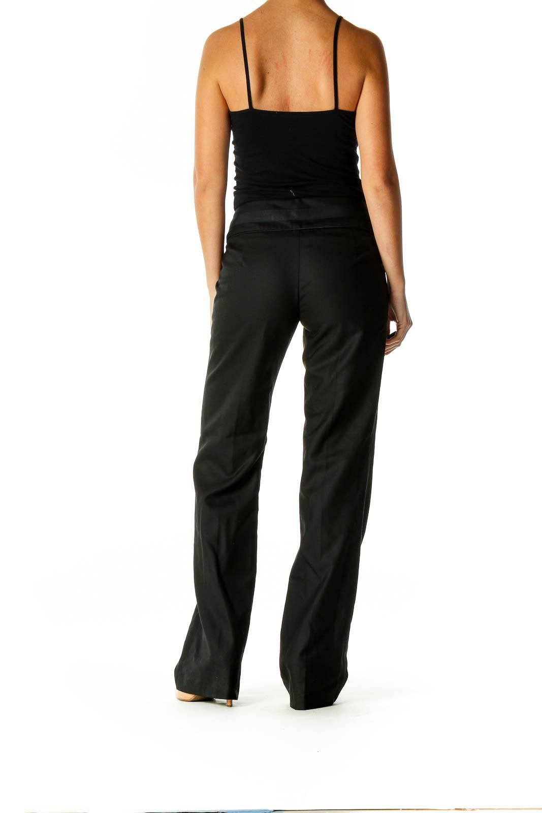 Black Solid Classic Trousers