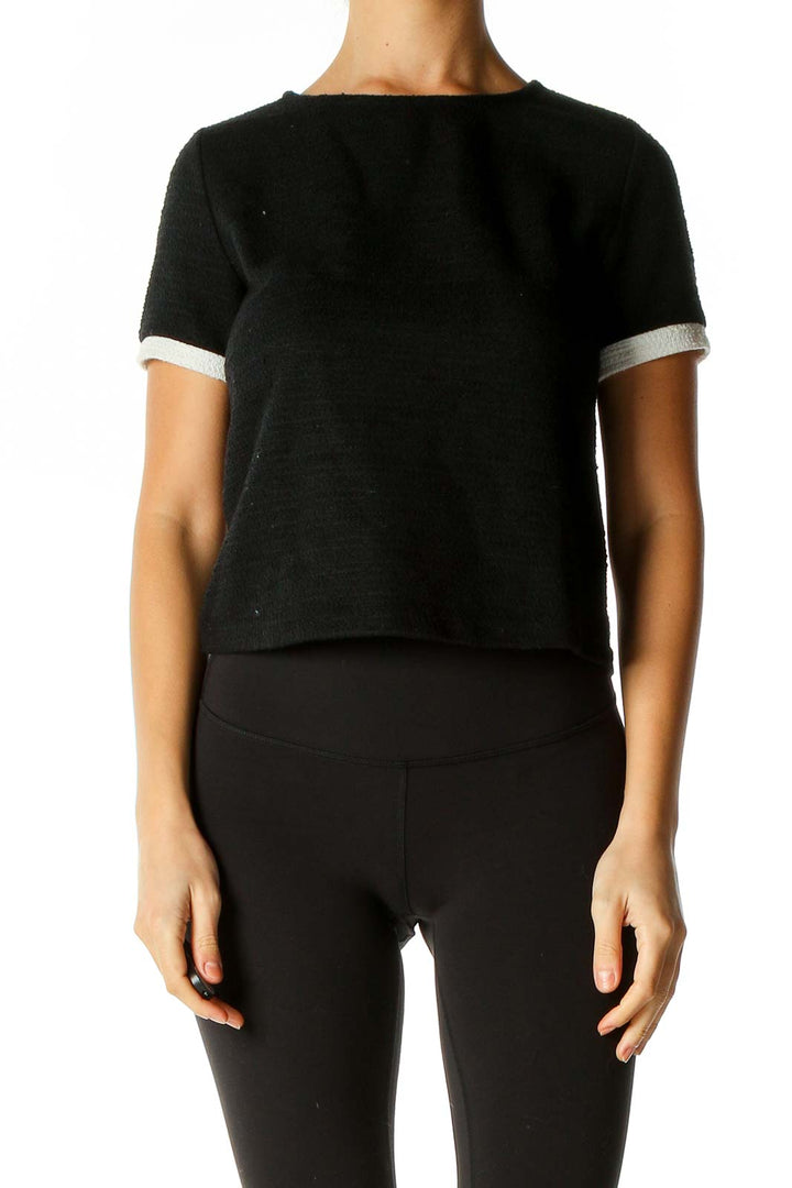 Black Solid Casual T-Shirt