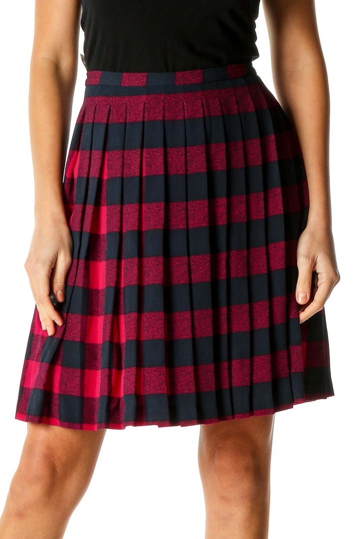 Red Printed All Day Wear Pleated Skirt