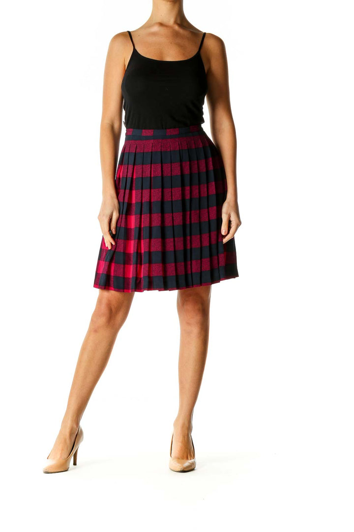 Red Printed All Day Wear Pleated Skirt