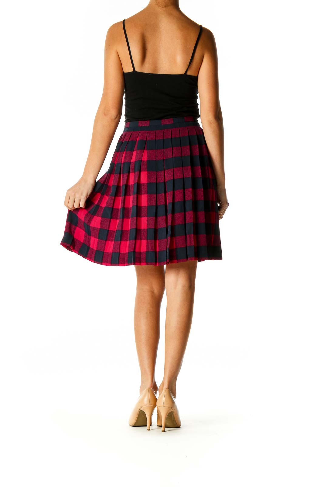 Red Printed All Day Wear Pleated Skirt