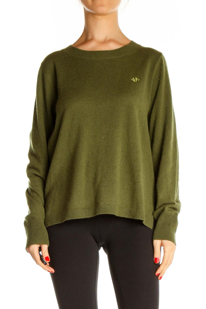 Green Textured All Day Wear Sweater