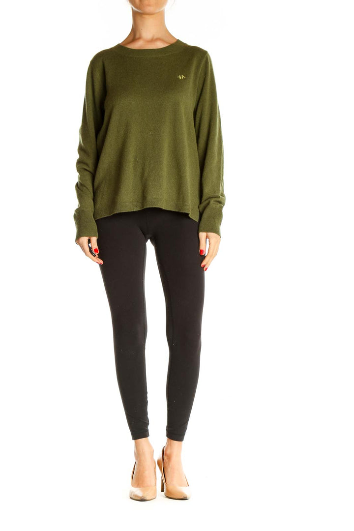 Green Textured All Day Wear Sweater