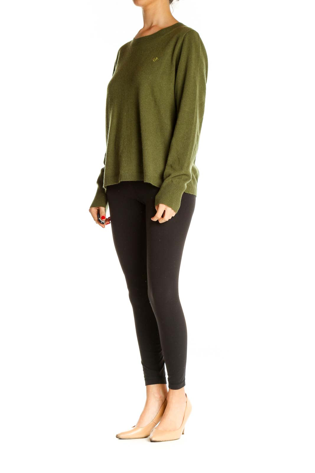 Green Textured All Day Wear Sweater