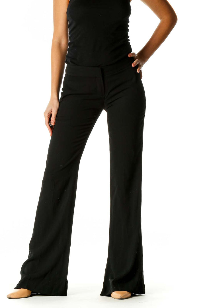 Black Solid Retro Trousers