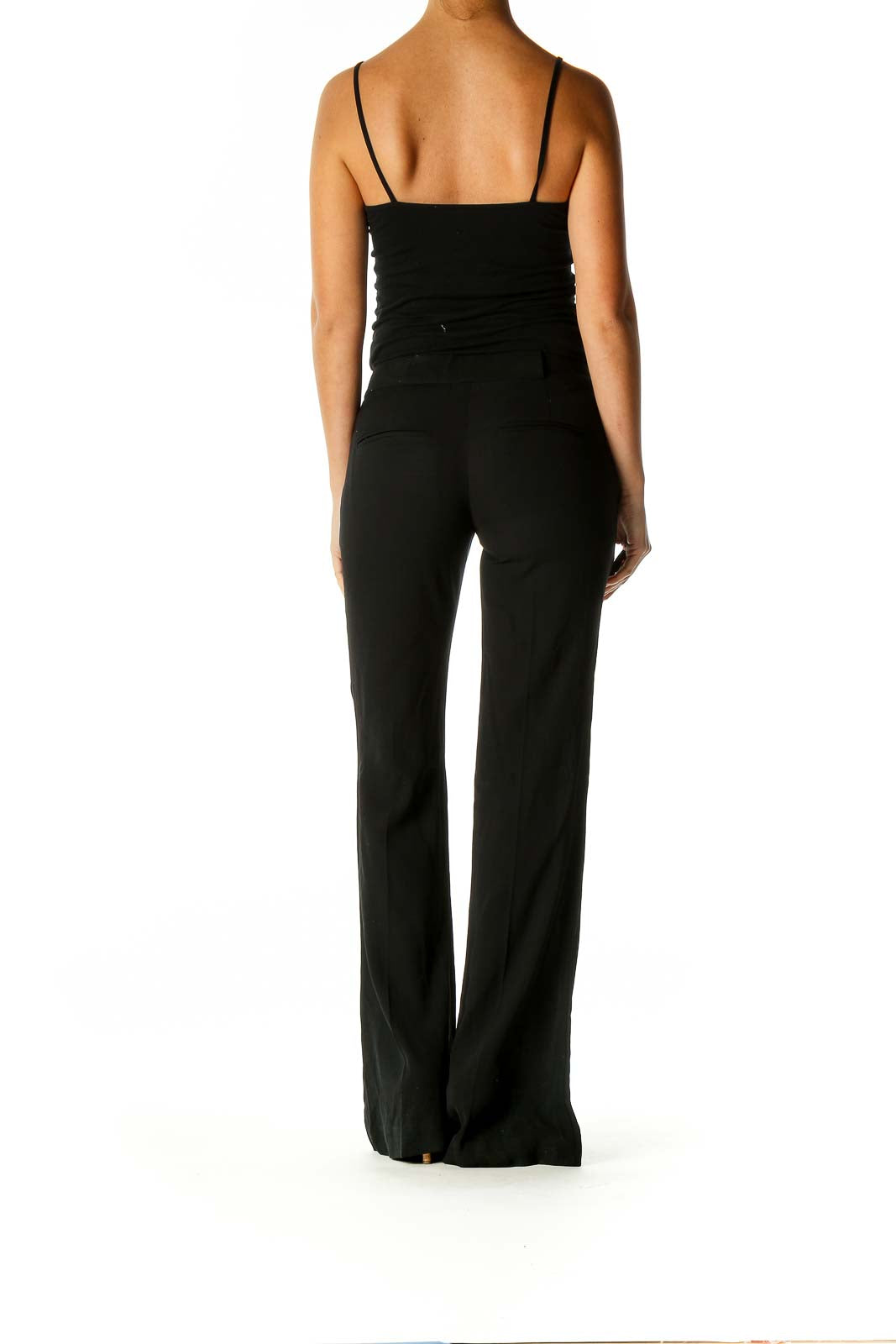 Black Solid Retro Trousers