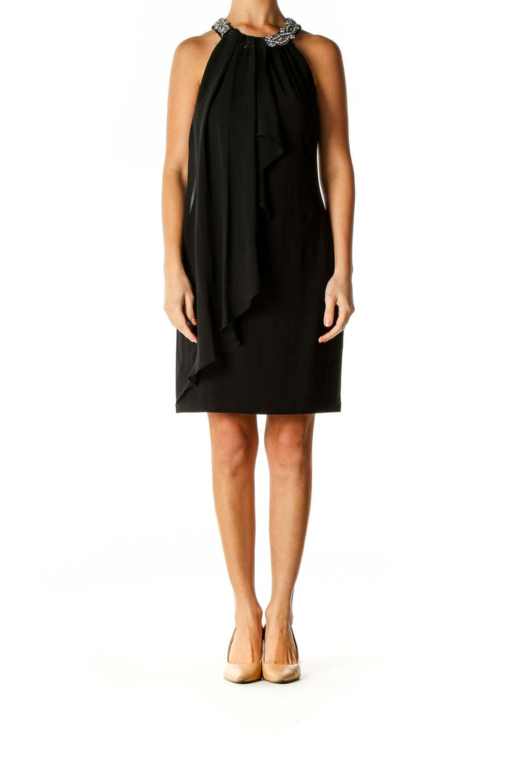 Black Solid Classic Shift Dress