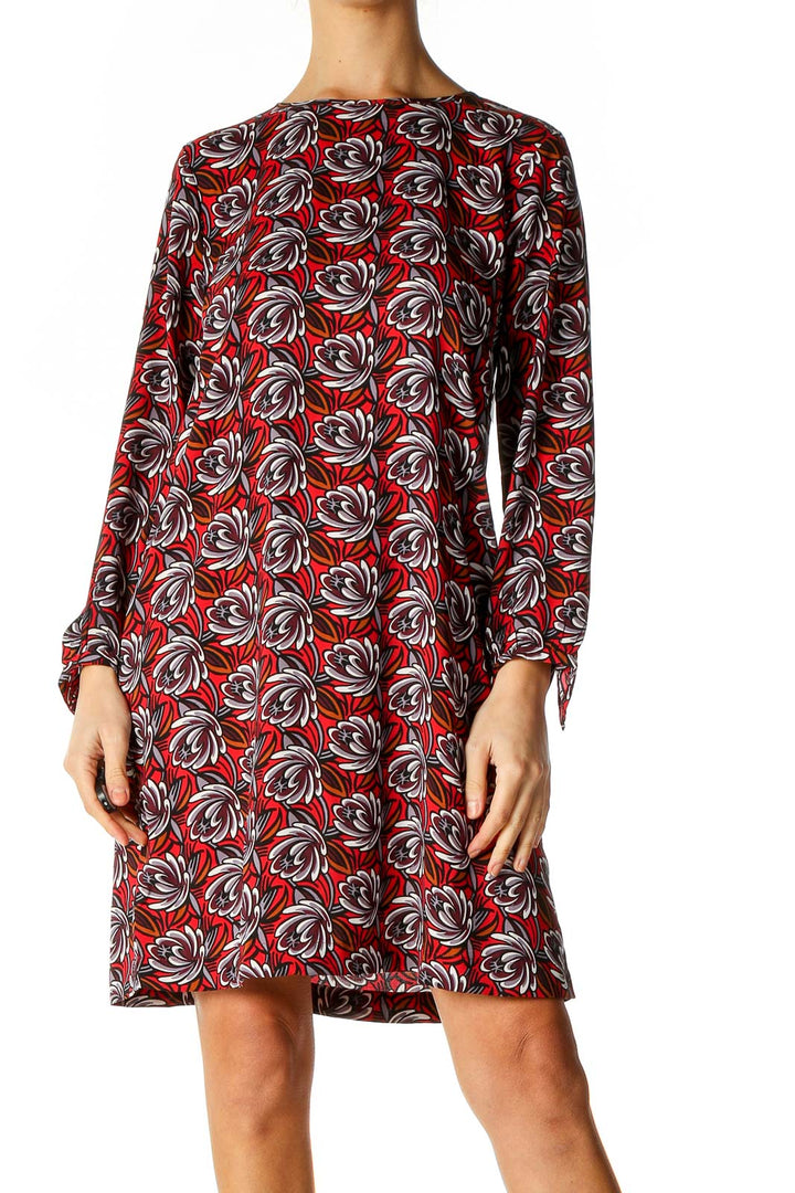 Red Printed Retro A-Line Dress