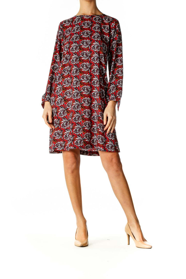 Red Printed Retro A-Line Dress