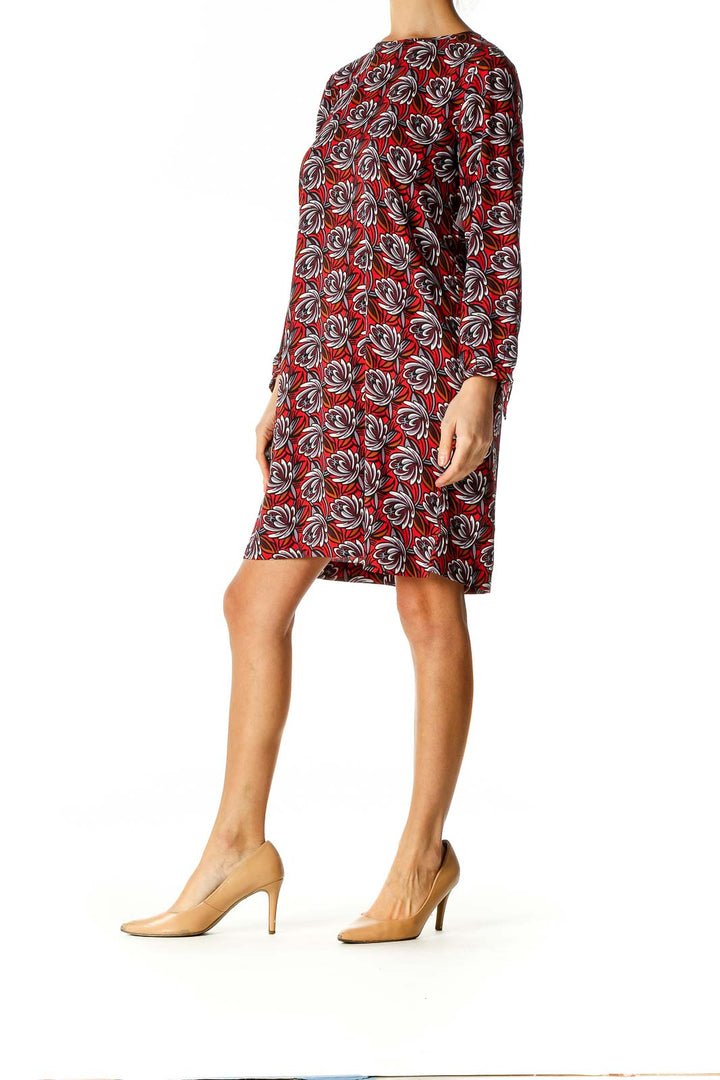 Red Printed Retro A-Line Dress