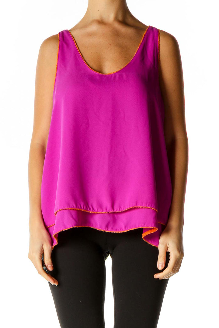 Purple Solid All Day Wear Tank Top