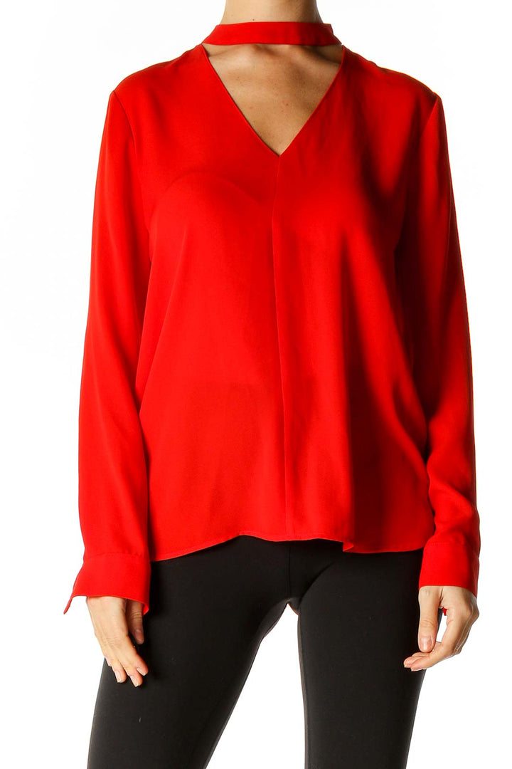 Red Solid All Day Wear Blouse