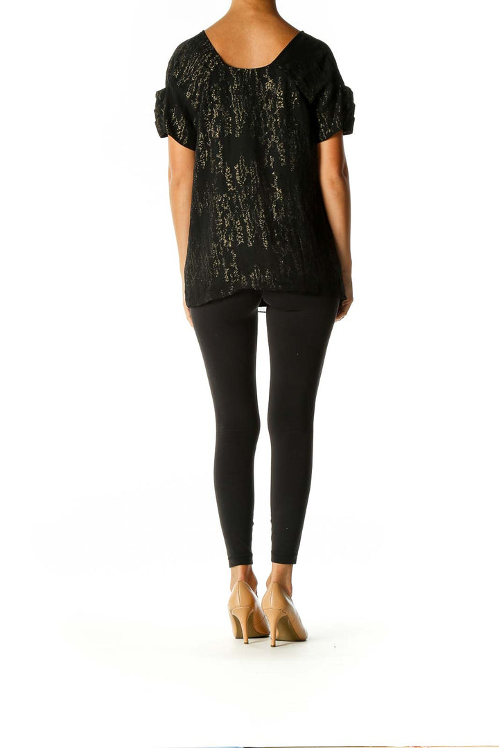 Black Printed Retro Blouse