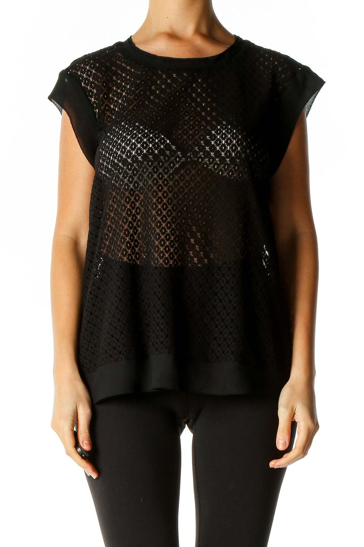 Black Textured Party Blouse