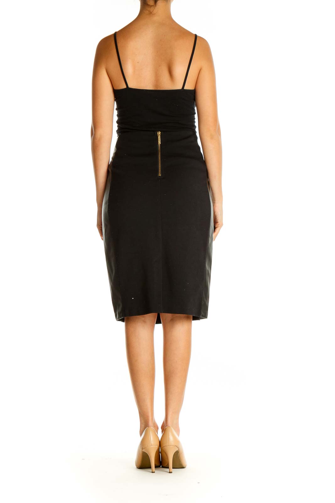 Black Solid Classic Pencil Skirt