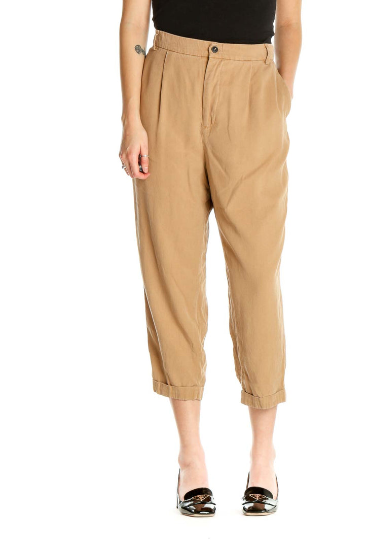 Beige Solid All Day Wear Sweatpants