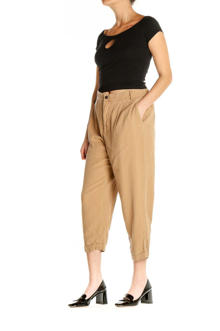 Beige Solid All Day Wear Sweatpants