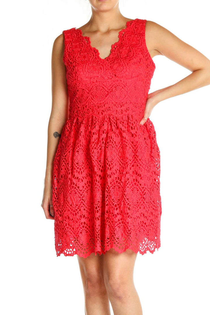 Pink Lace Bohemian Fit & Flare Dress