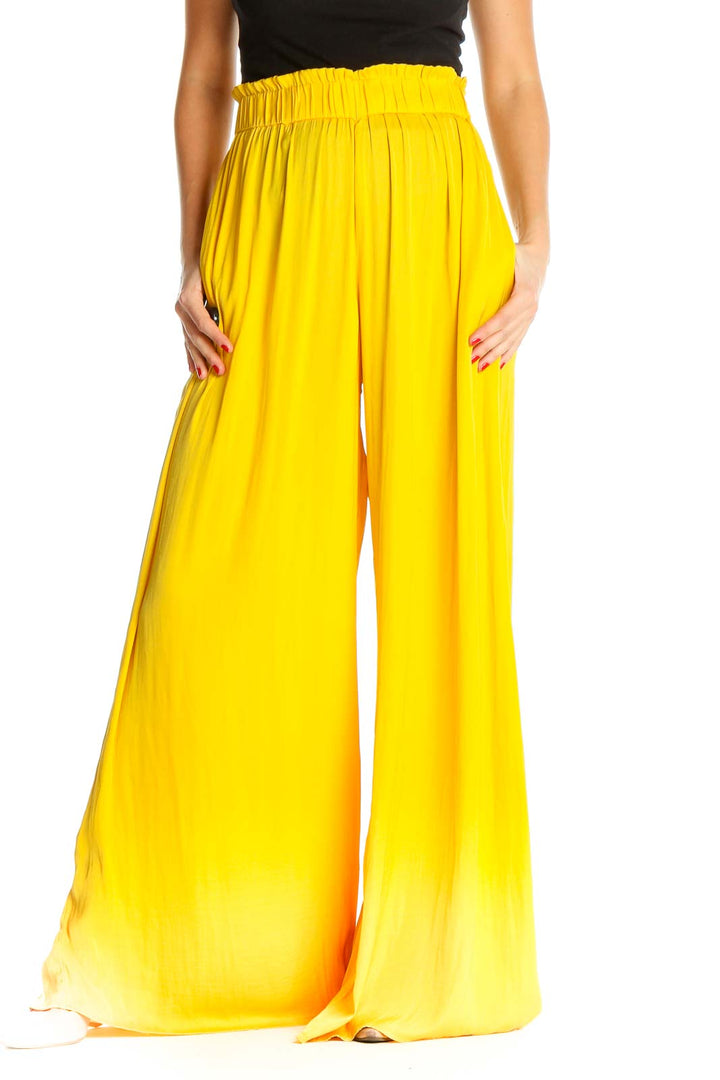 Yellow Solid Retro Palazzo Pants