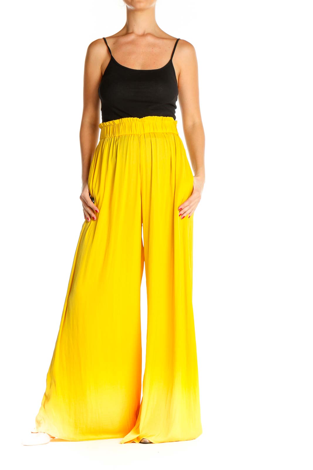 Yellow Solid Retro Palazzo Pants