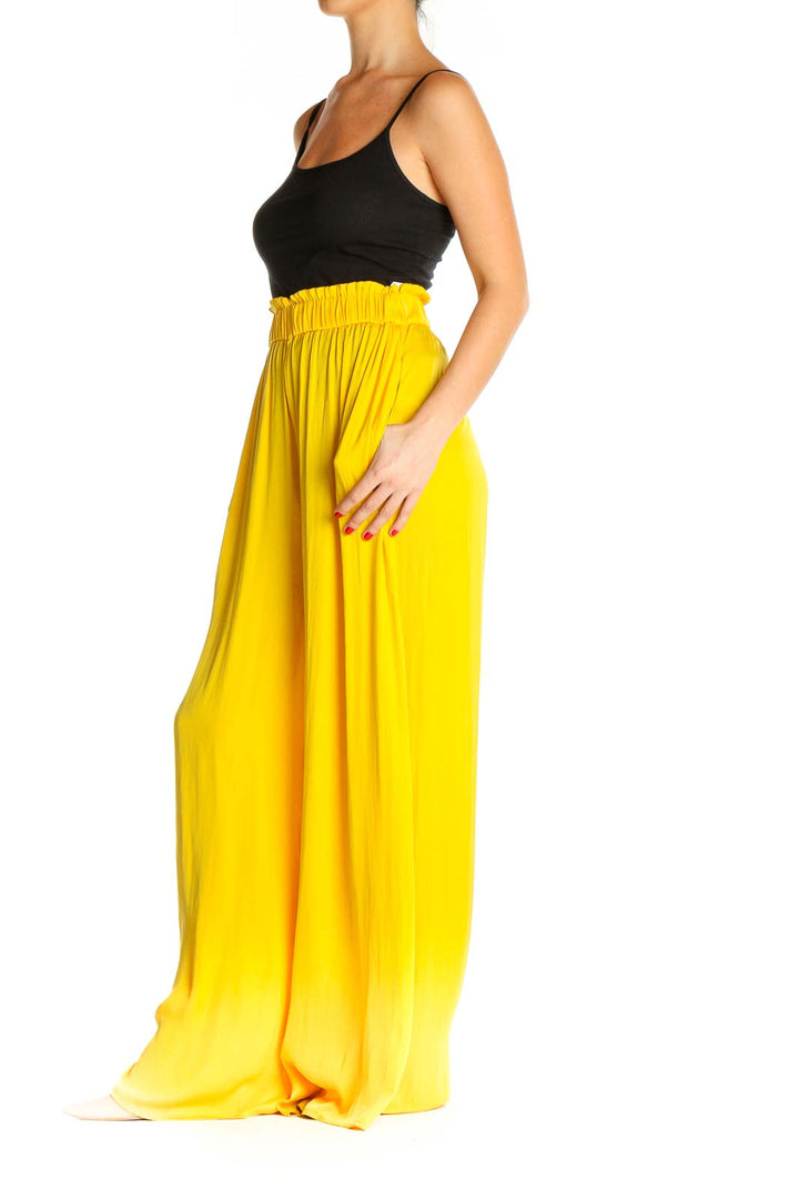 Yellow Solid Retro Palazzo Pants