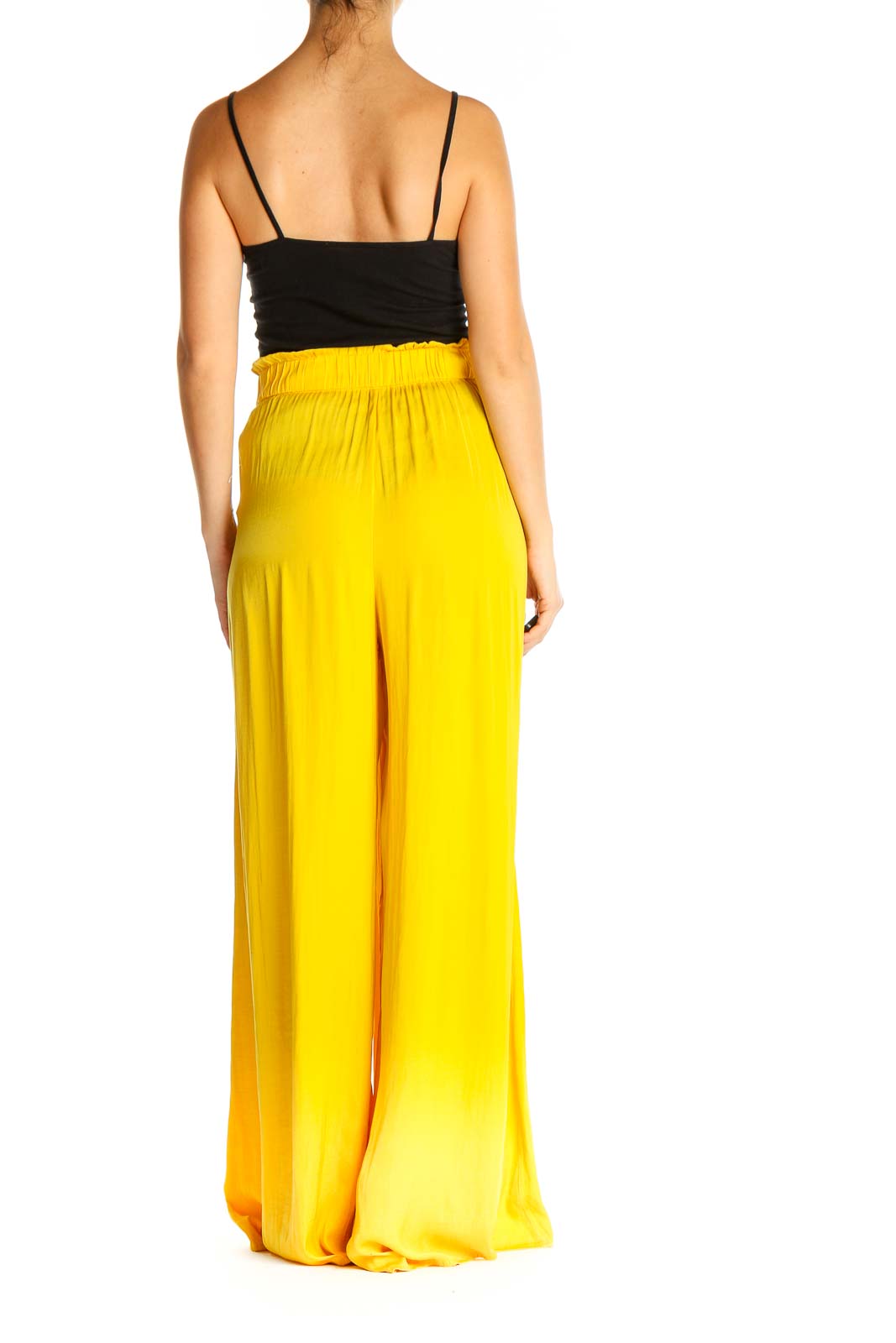 Yellow Solid Retro Palazzo Pants