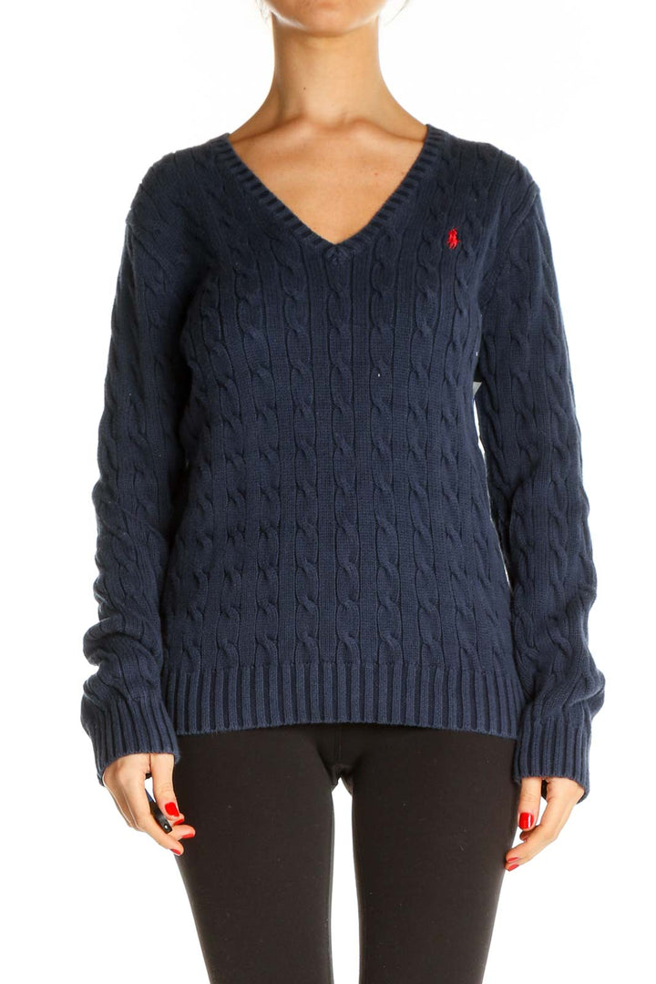 Blue Textured All Day Wear Sweater