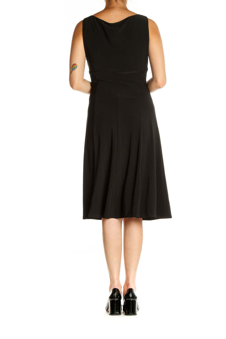 Black Solid Classic Fit & Flare Dress