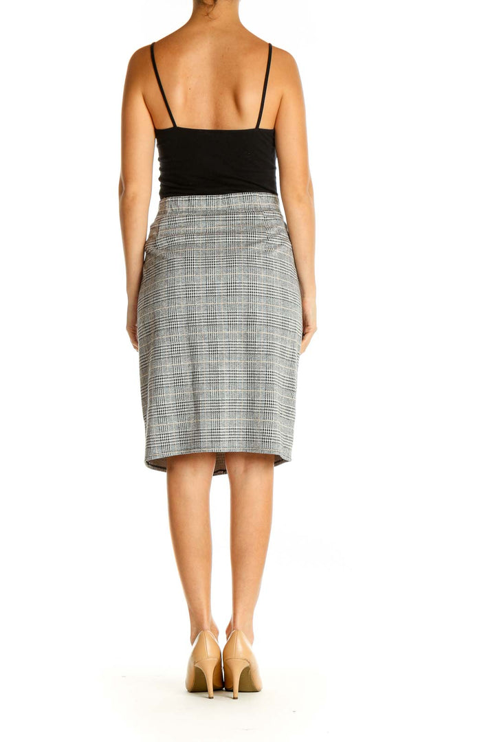 Gray Printed Classic Pencil Skirt