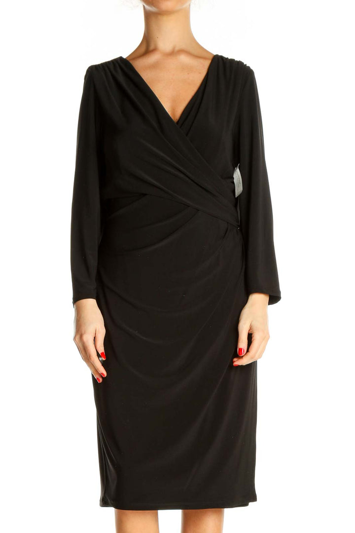 Black Solid Classic Sheath Dress