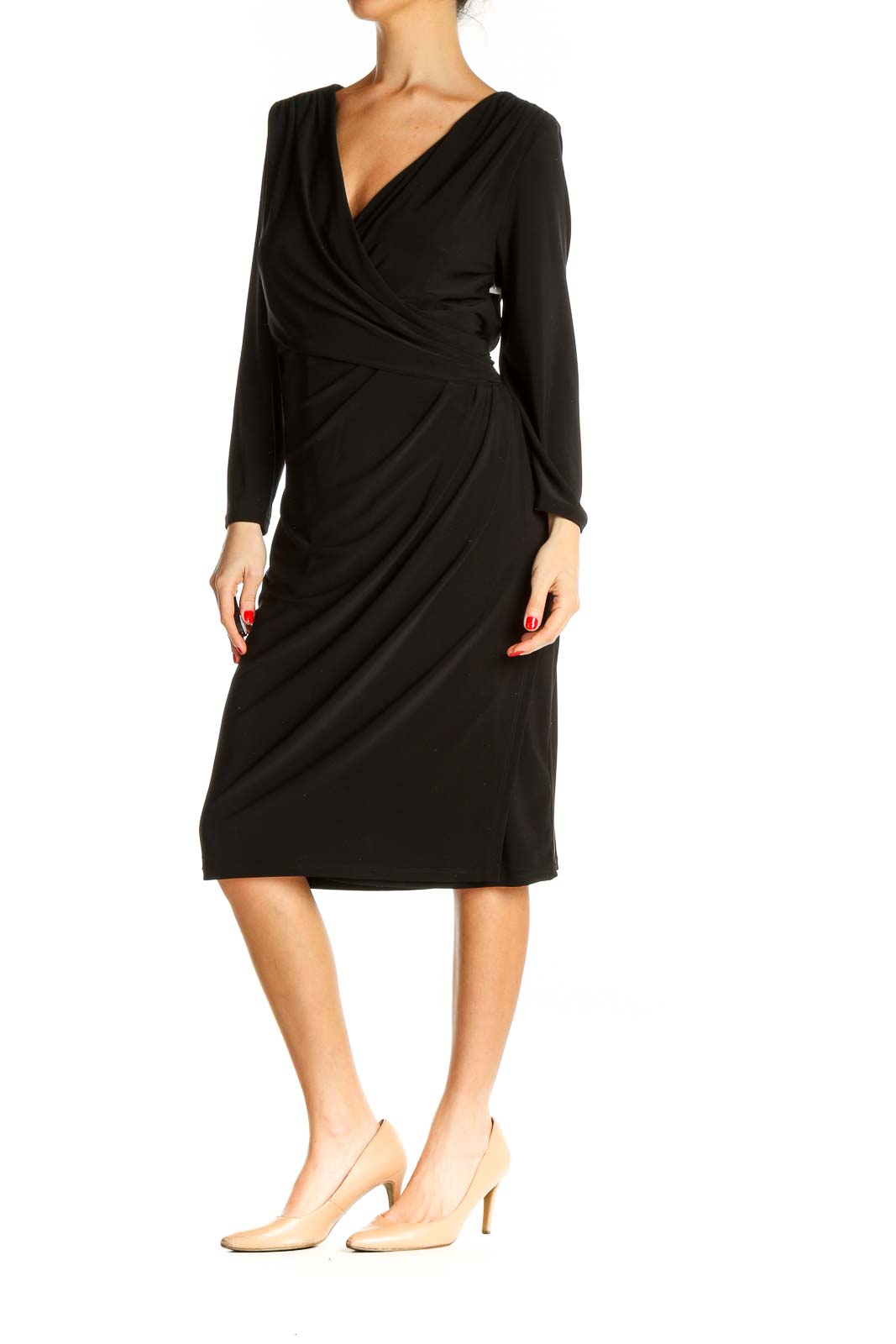 Black Solid Classic Sheath Dress