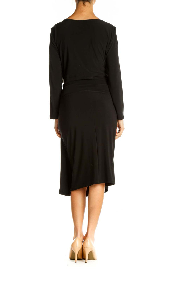 Black Solid Classic Sheath Dress