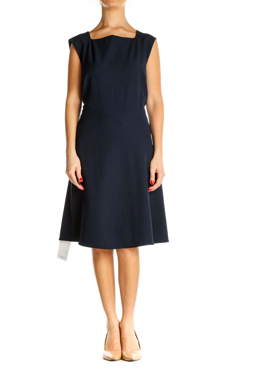 Blue Solid Classic Fit & Flare Dress