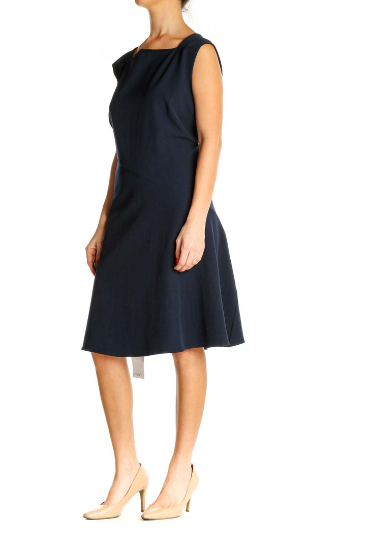 Blue Solid Classic Fit & Flare Dress