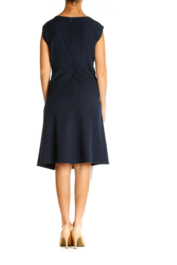 Blue Solid Classic Fit & Flare Dress