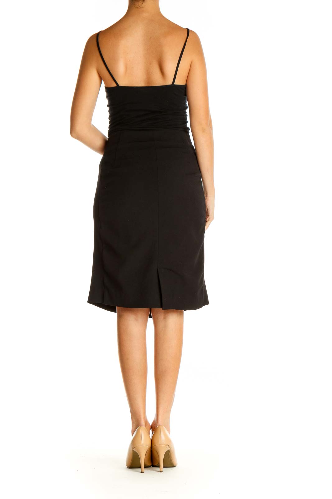 Black Solid Classic Straight Skirt