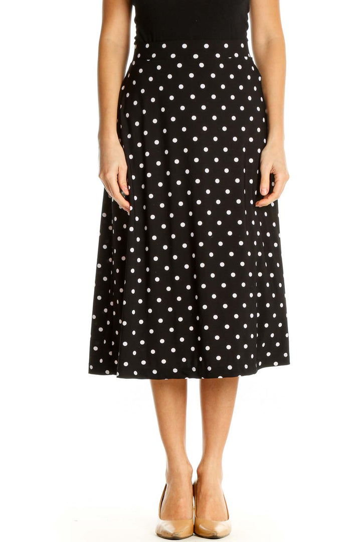 Black Printed Brunch A-Line Skirt