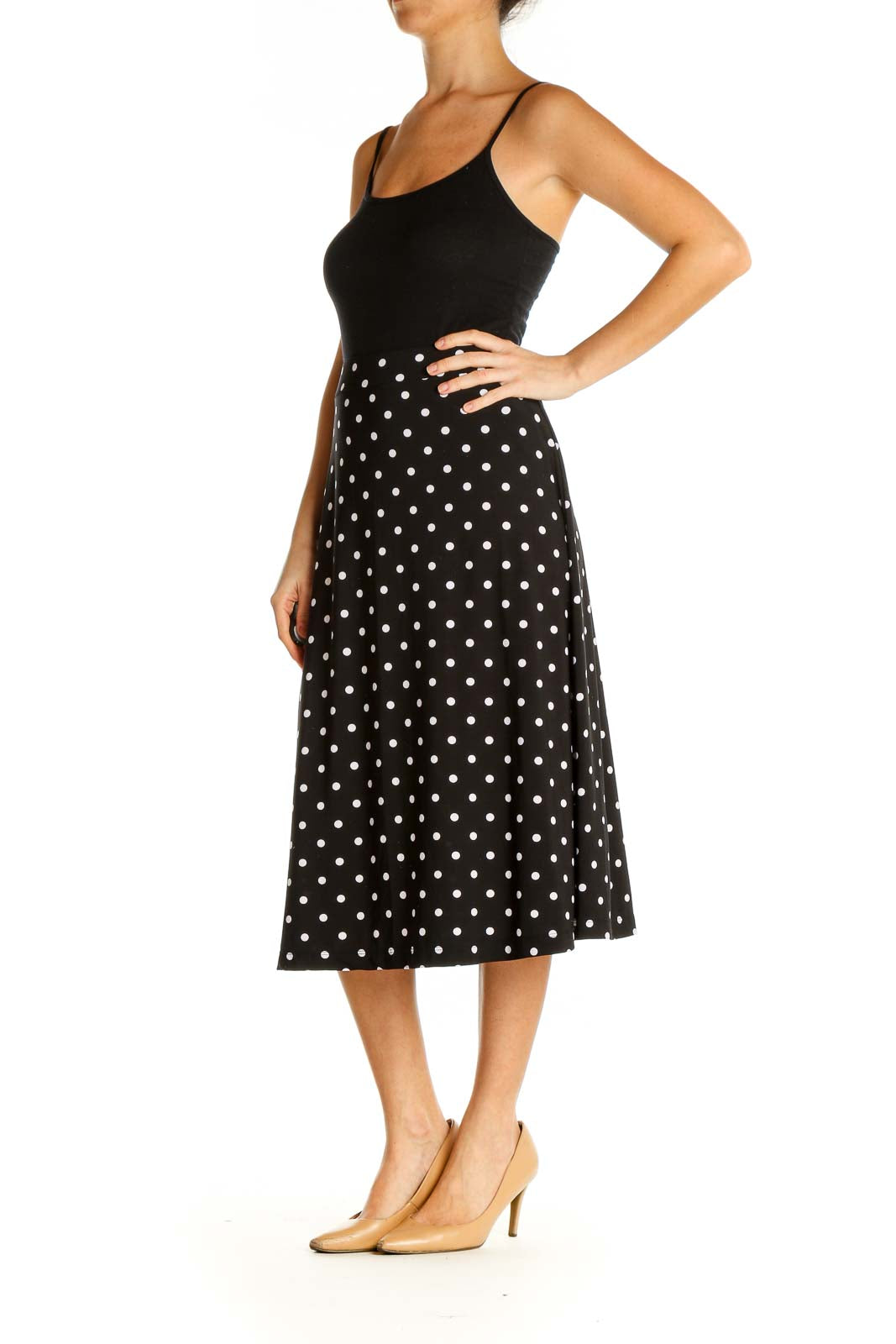 Black Printed Brunch A-Line Skirt