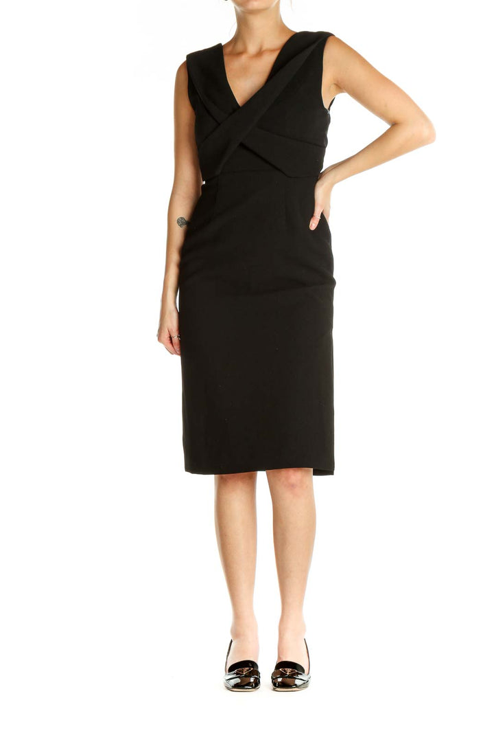 Black Solid Work Sheath Dress