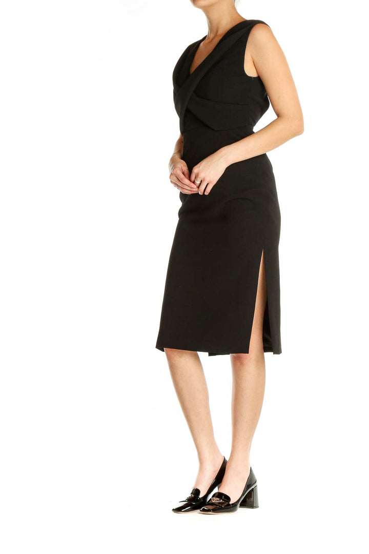 Black Solid Work Sheath Dress